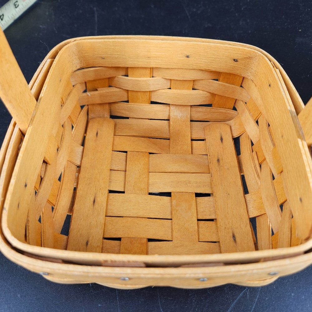 Longaberger 2002 Sm Square Tarragon Wicker Basket Spring Floral Fabric Plastic - Picture 7 of 11
